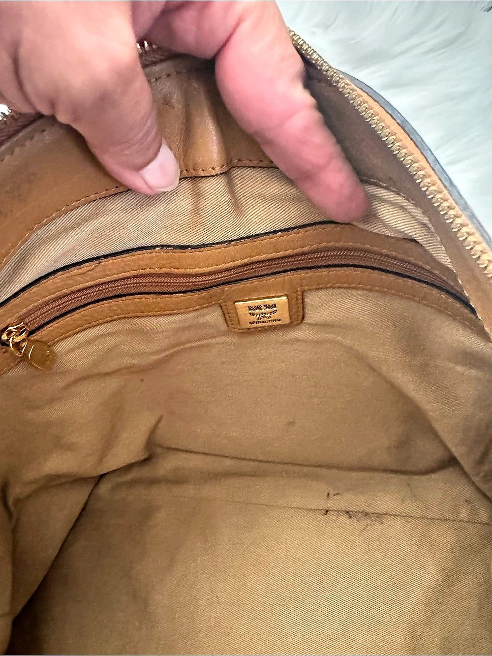 MCM Cognac Visetos Monogram Shopper Two-Way Tote Bag - Picture 12 of 14